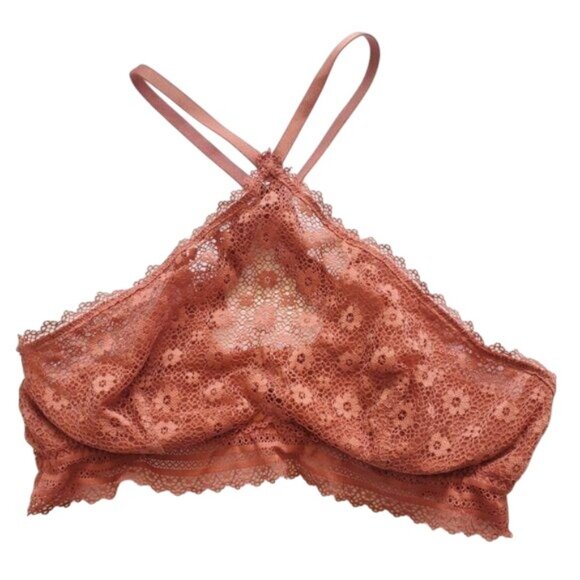Victoria's Secret Burnt Orange Lace High Neck Bralette M New without Paper Tag - Picture 2 of 6